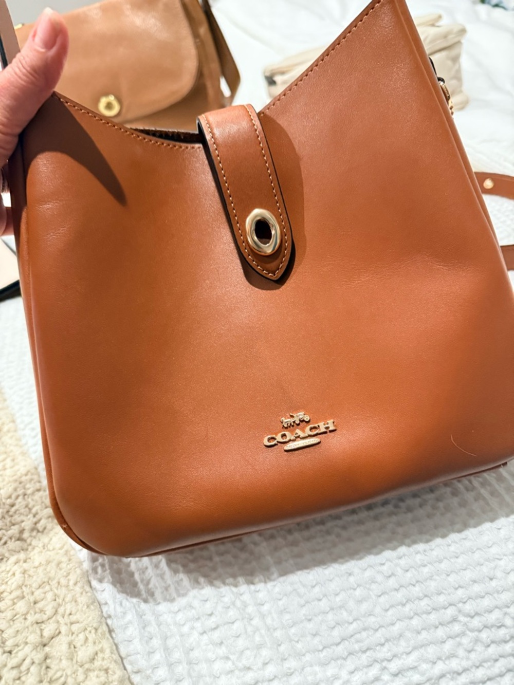 COACH Brown Leather Shoulder Bag - Hadley convertible crossbody - Picture 2 of 4